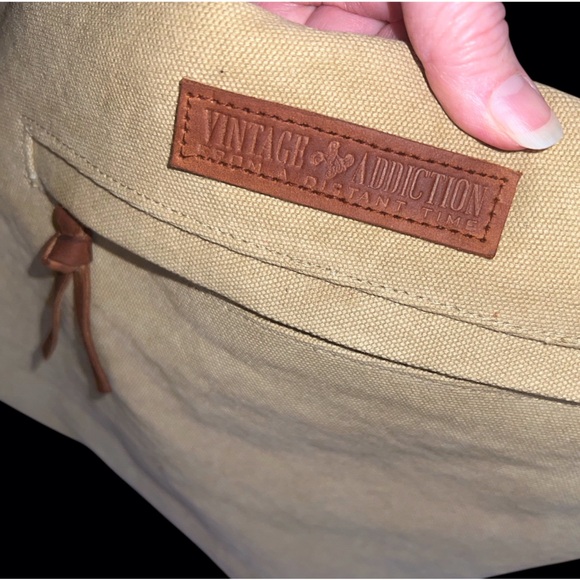 Vintage Addiction Foldover Crossbody Canvas/Leather Bag - Picture 3 of 8